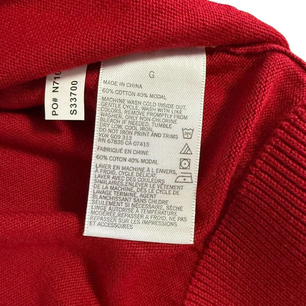 Nautica Men's Red Crew Neck Long Sleeve Sweater Luxury Performance Size L